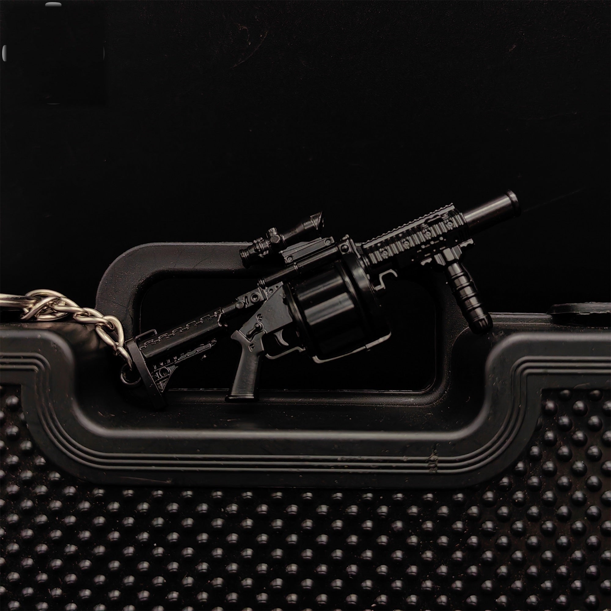 Mini Multiple Grenade Launcher Black MGL Metal Keychain