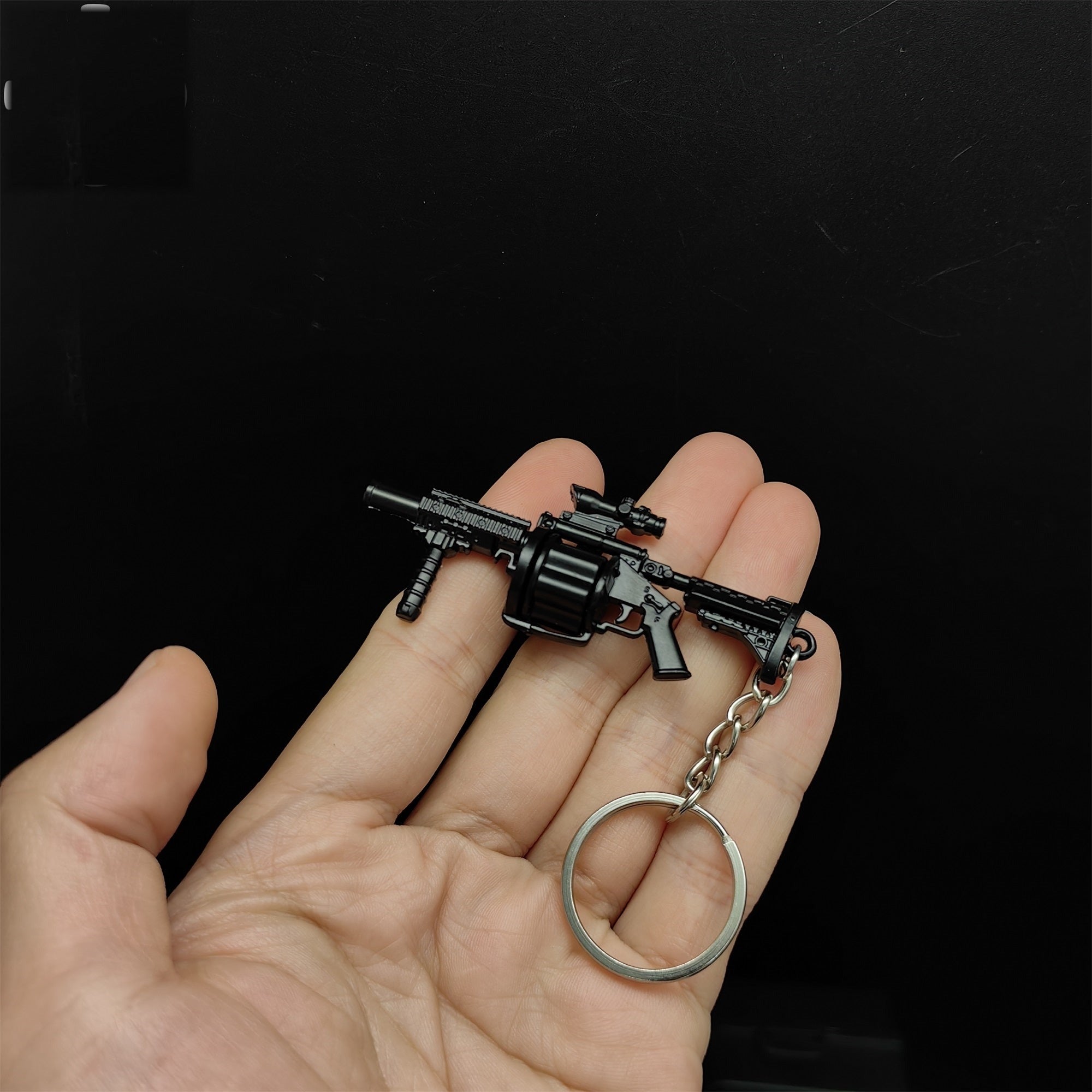 Mini Multiple Grenade Launcher Black MGL Metal Keychain