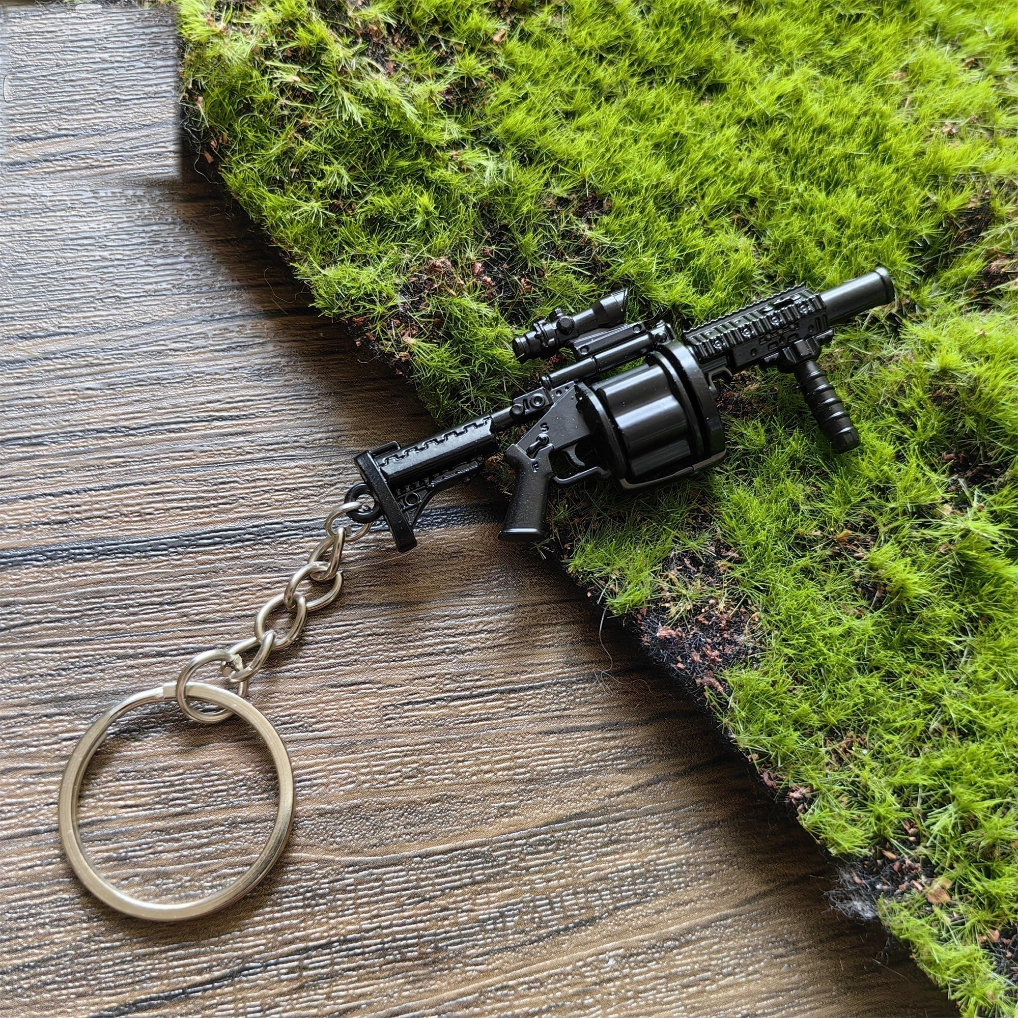 Mini Multiple Grenade Launcher Black MGL Metal Keychain