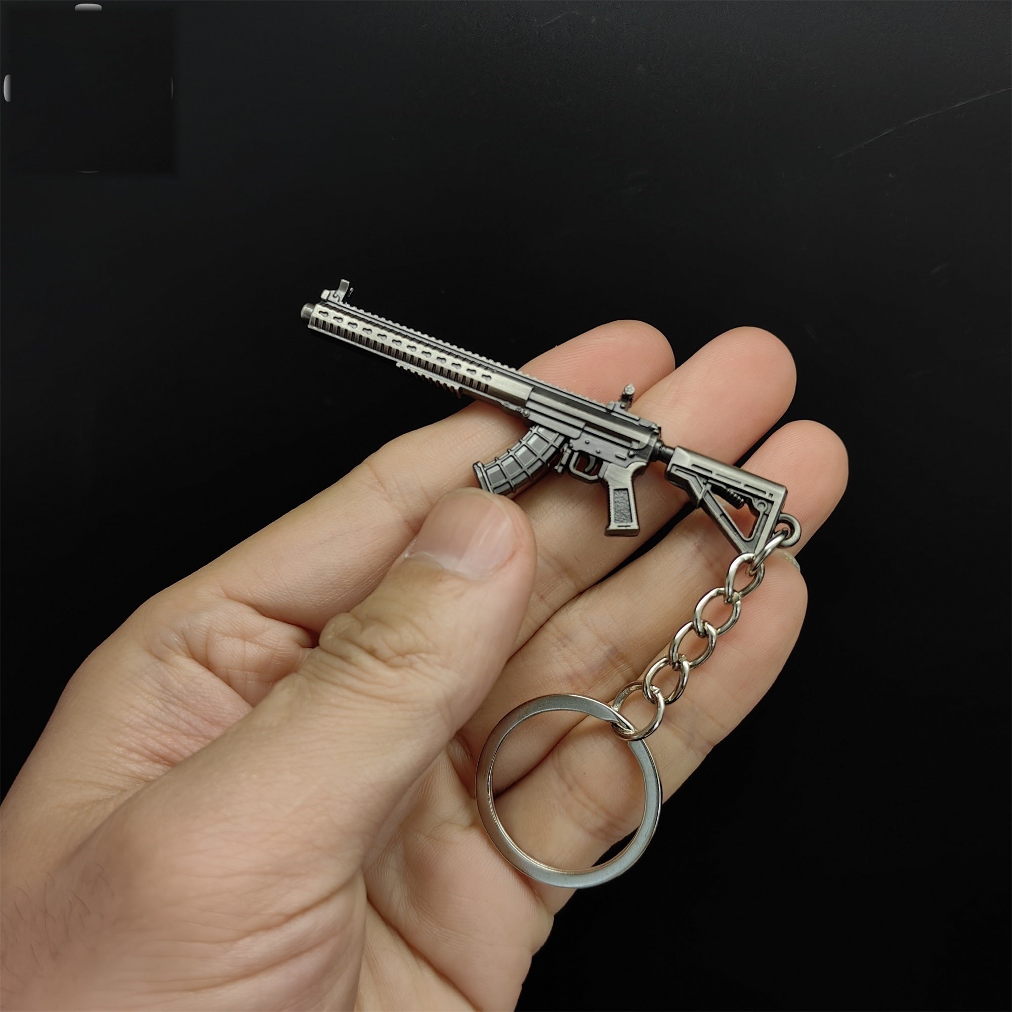Mini MK47 Semi-Auto Rifle Model Metal Keychain