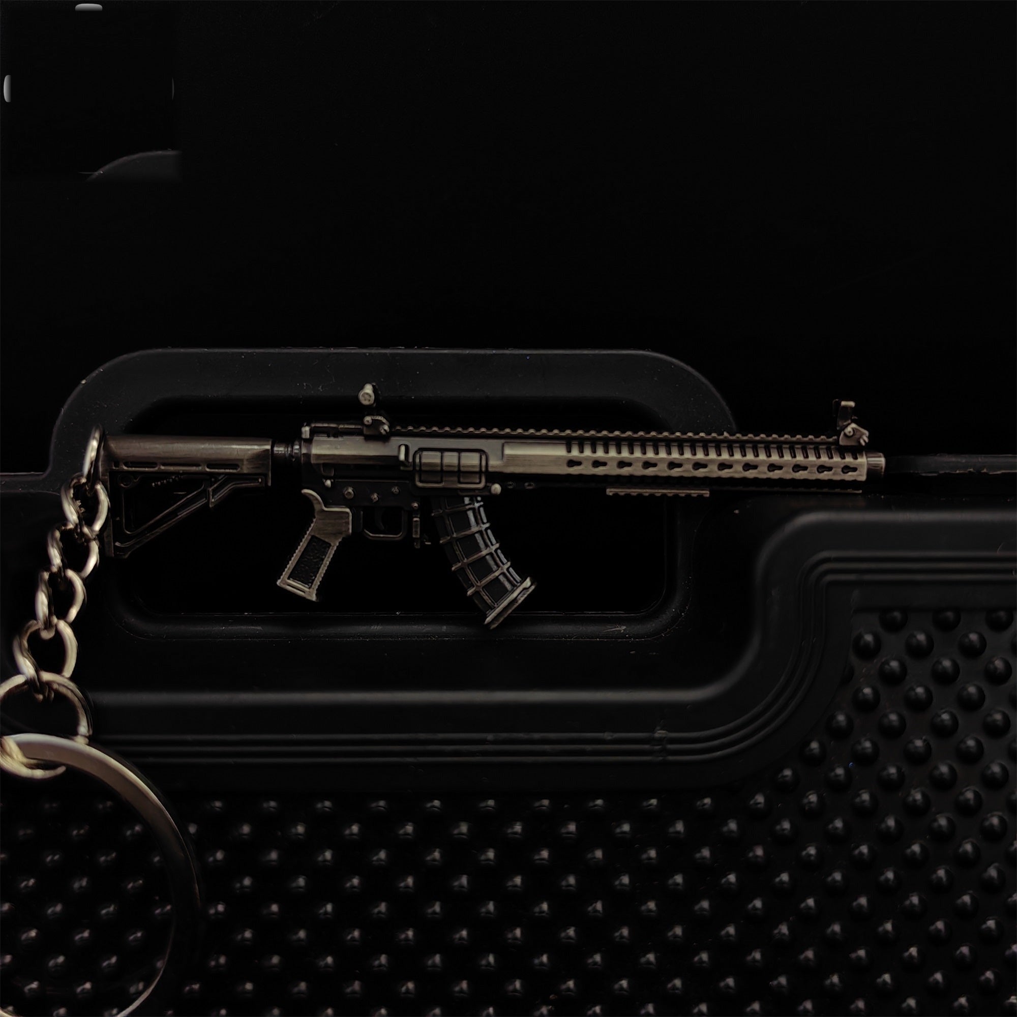 Mini MK47 Semi-Auto Rifle Model Metal Keychain
