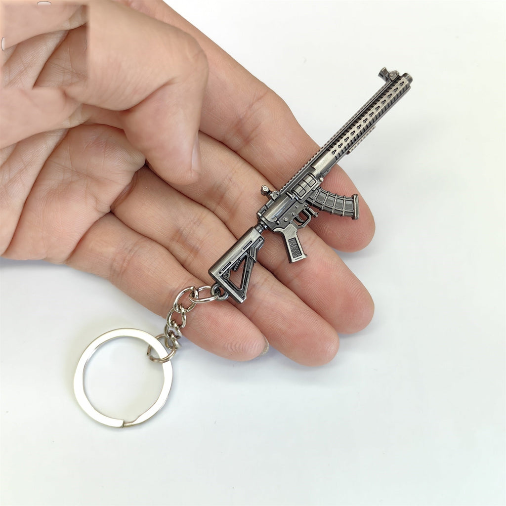 Mini MK47 Semi-Auto Rifle Model Metal Keychain