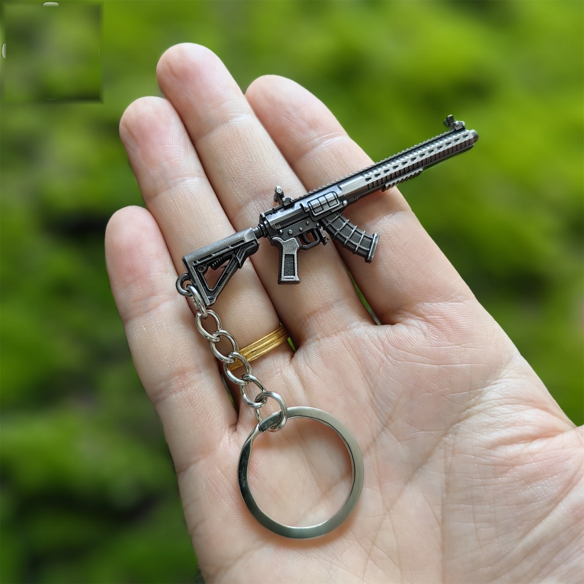 Mini MK47 Semi-Auto Rifle Model Metal Keychain
