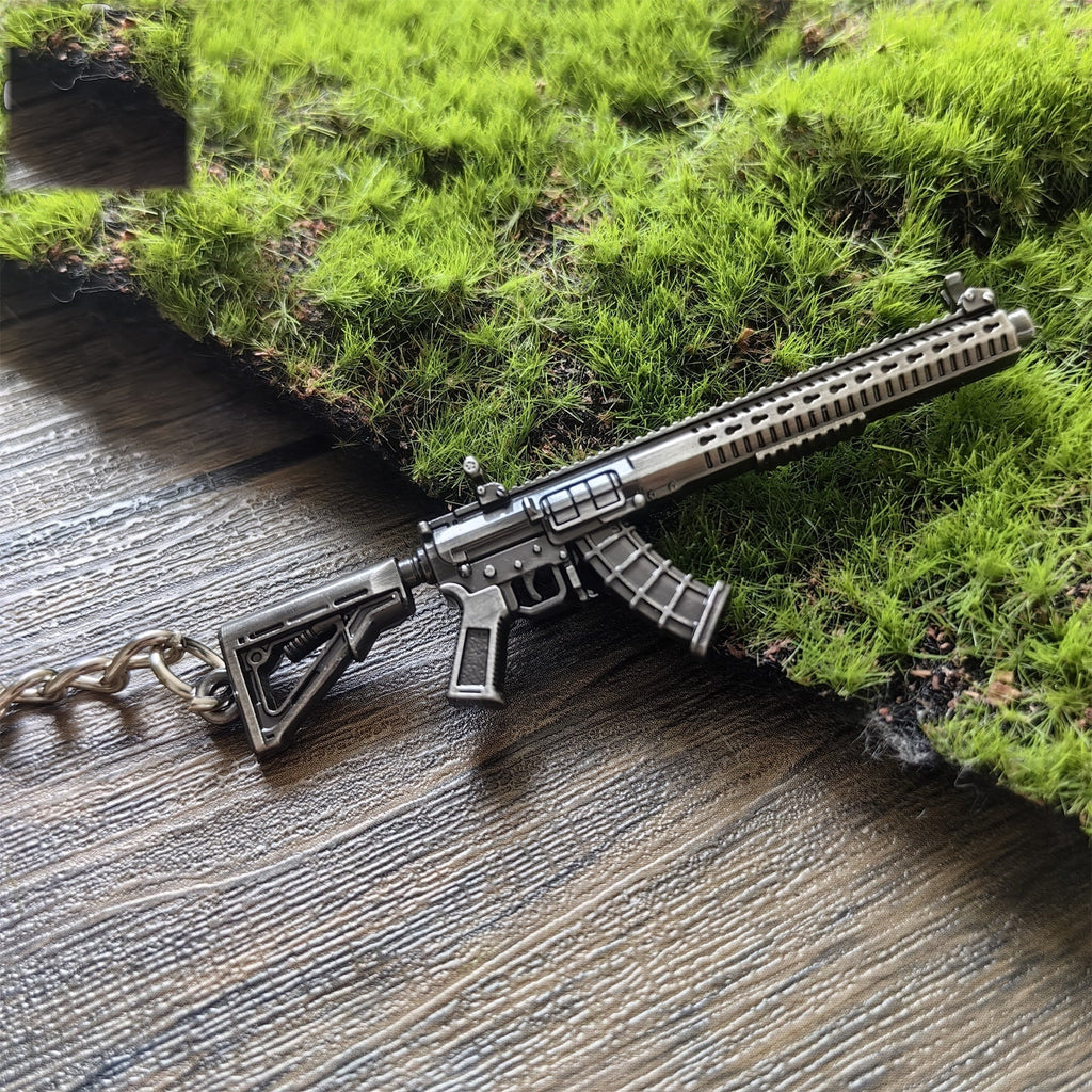 Mini MK47 Semi-Auto Rifle Model Metal Keychain