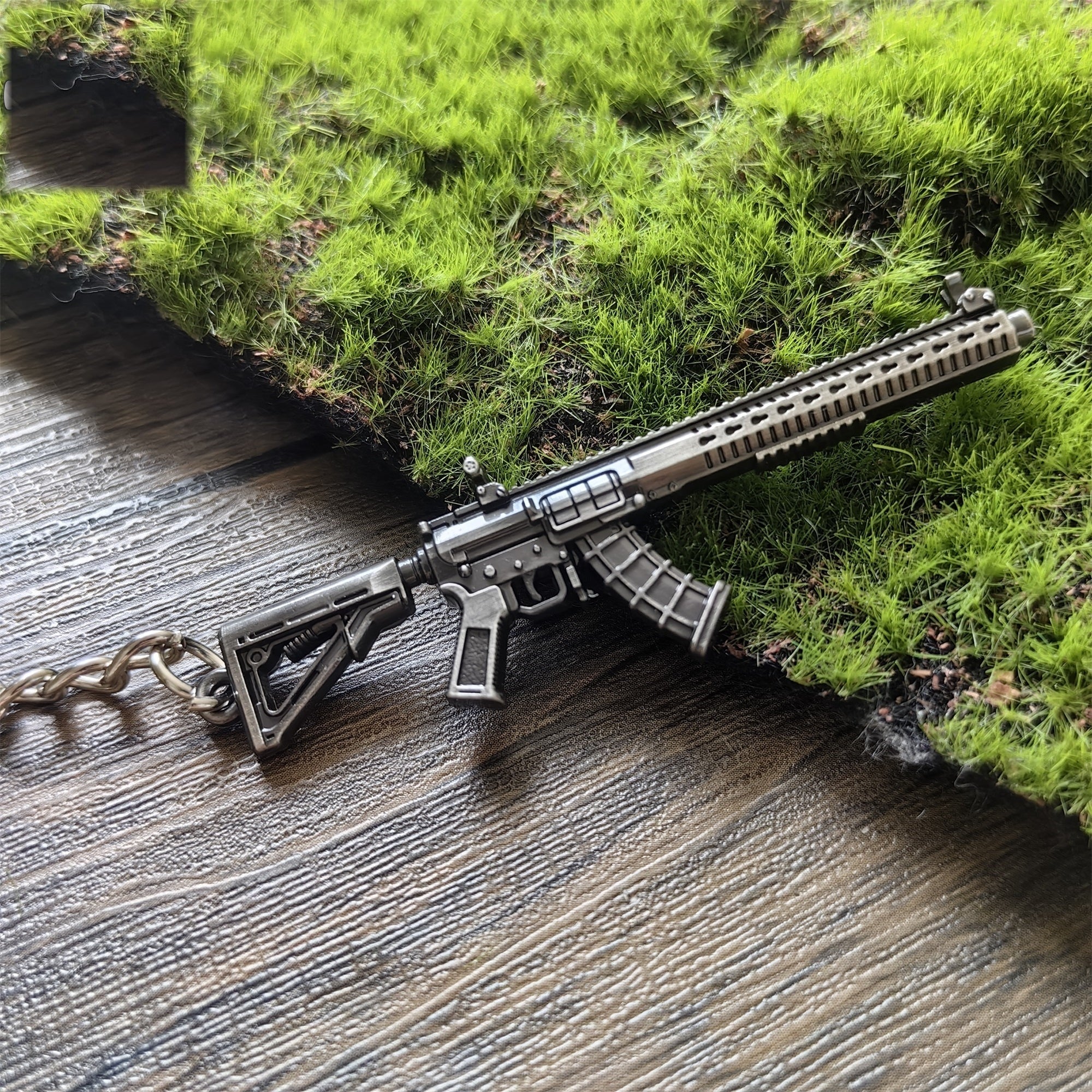 Mini MK47 Semi-Auto Rifle Model Metal Keychain