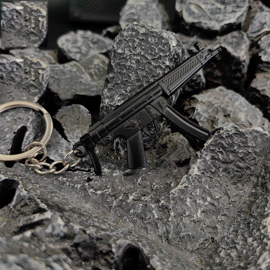 Tiny Metal MP5 Submachine Gun Model Keychain
