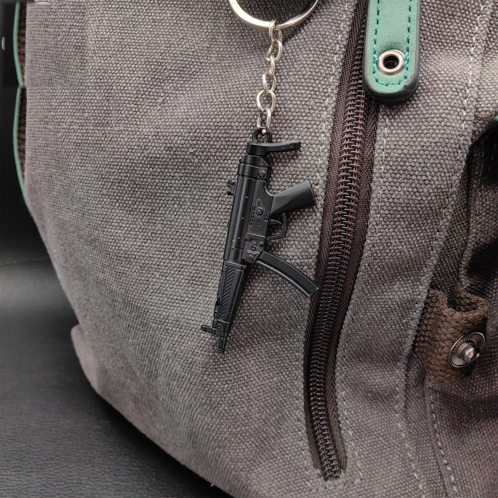 Tiny Metal MP5 Submachine Gun Model Keychain