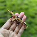 Tiny Metal Golden MP5 Submachine Gun Model Keychain