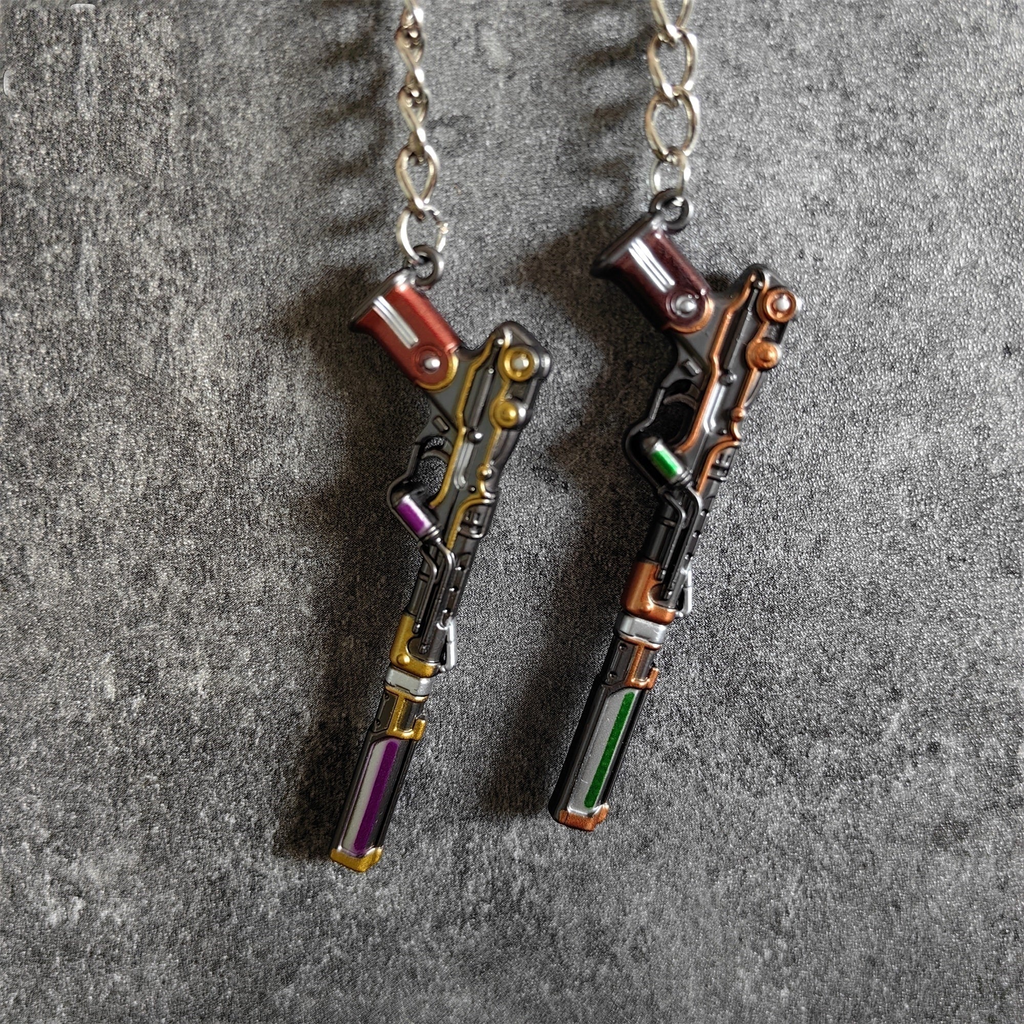 Metal Magepunk Ghost Gun Tiny KeyChain Pendant