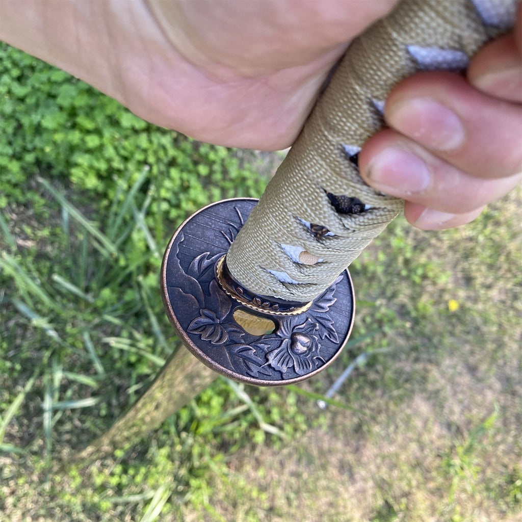 Traditional Japanese Katana Magpie Playing With Plum Blossoms