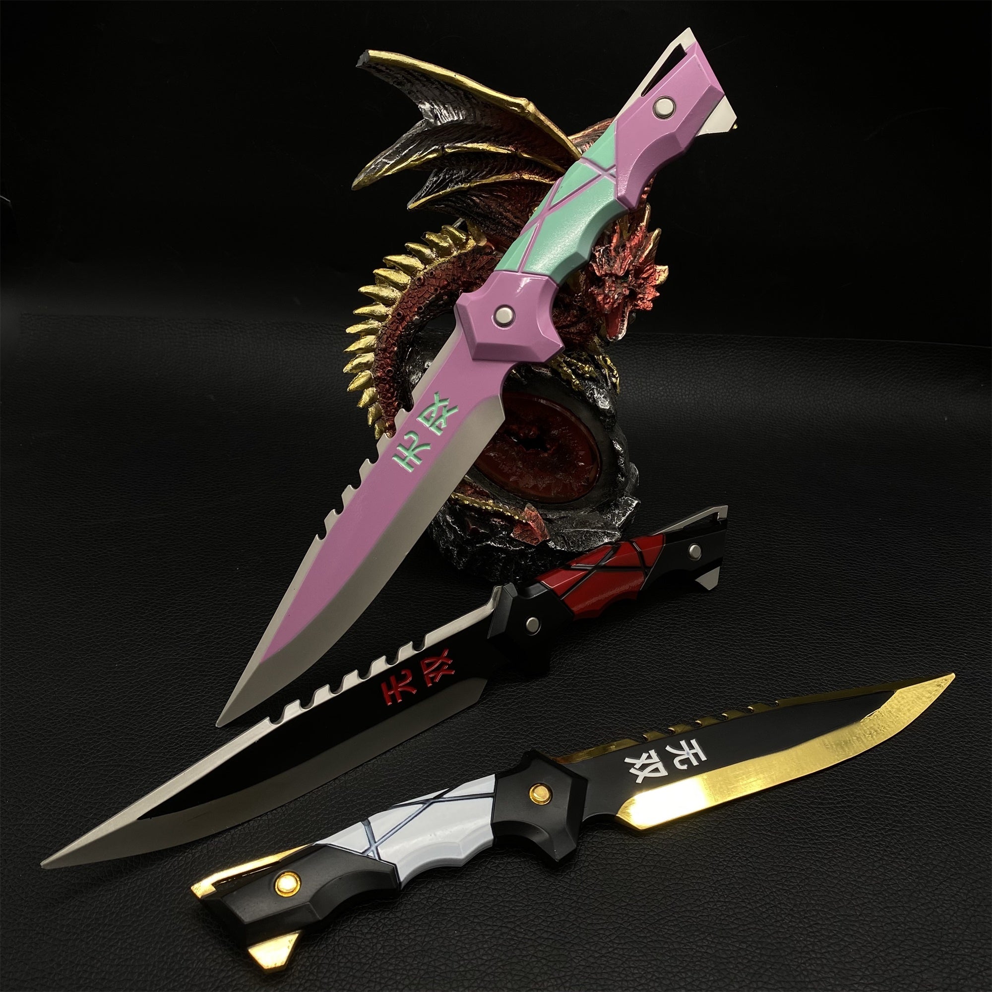 Couteau Ego en métal Arme de mêlée en métal Prop 3 couleurs