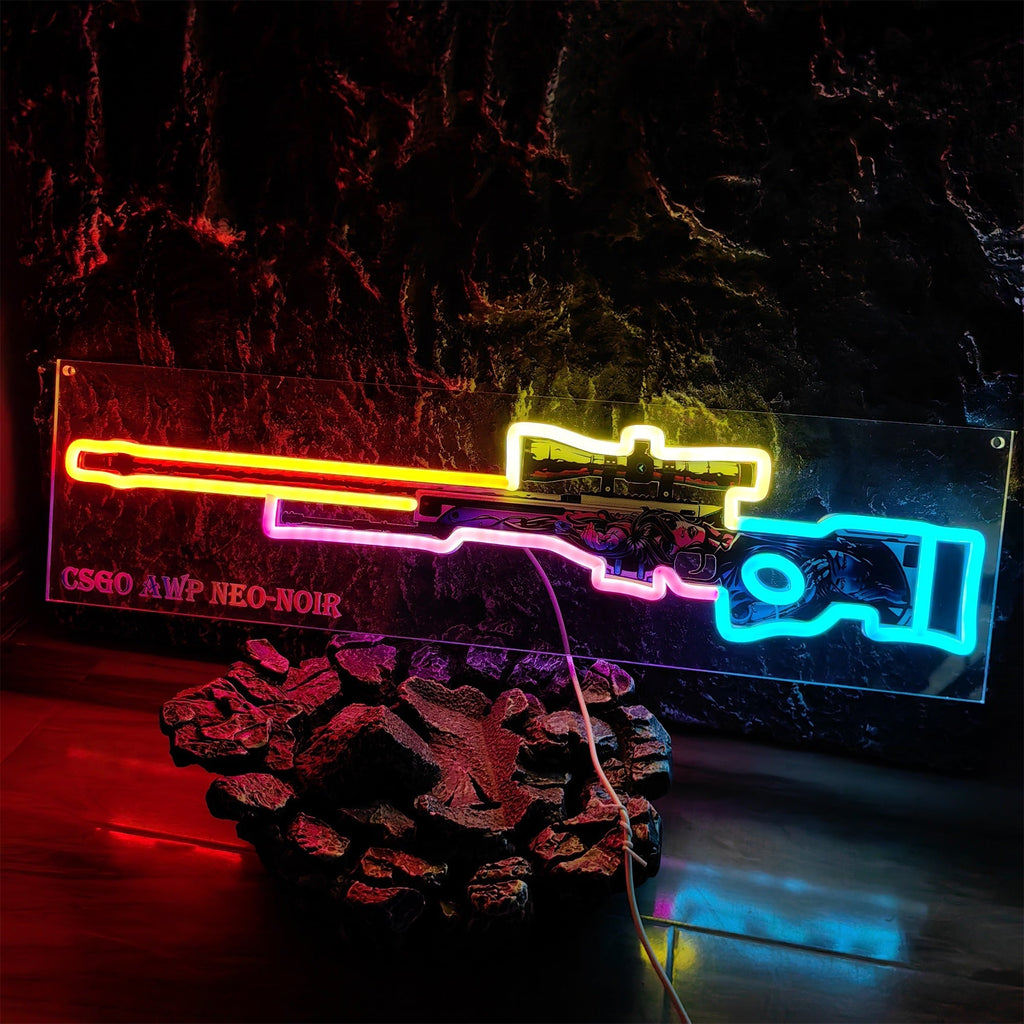 AWP Neo-Noir Sniper Gun Neon Light Wall Decor