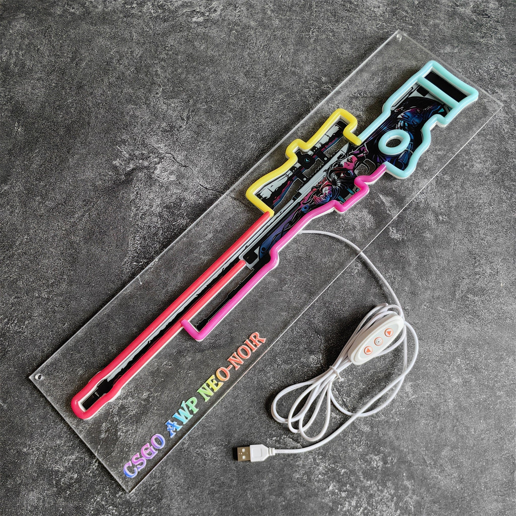 AWP Neo-Noir Sniper Gun Neon Light Wall Decor