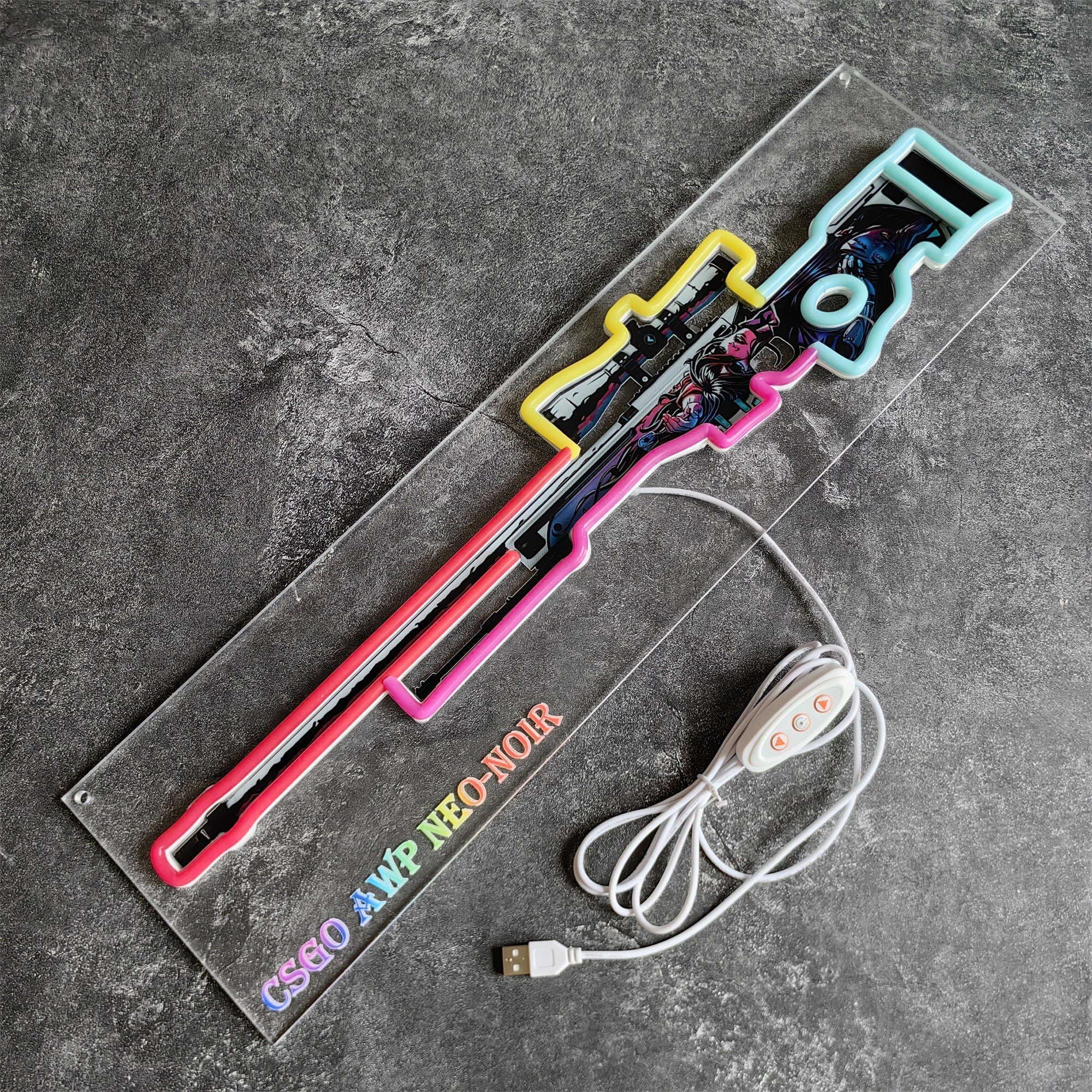 AWP Neo-Noir Sniper Gun Neon Light Wall Decor