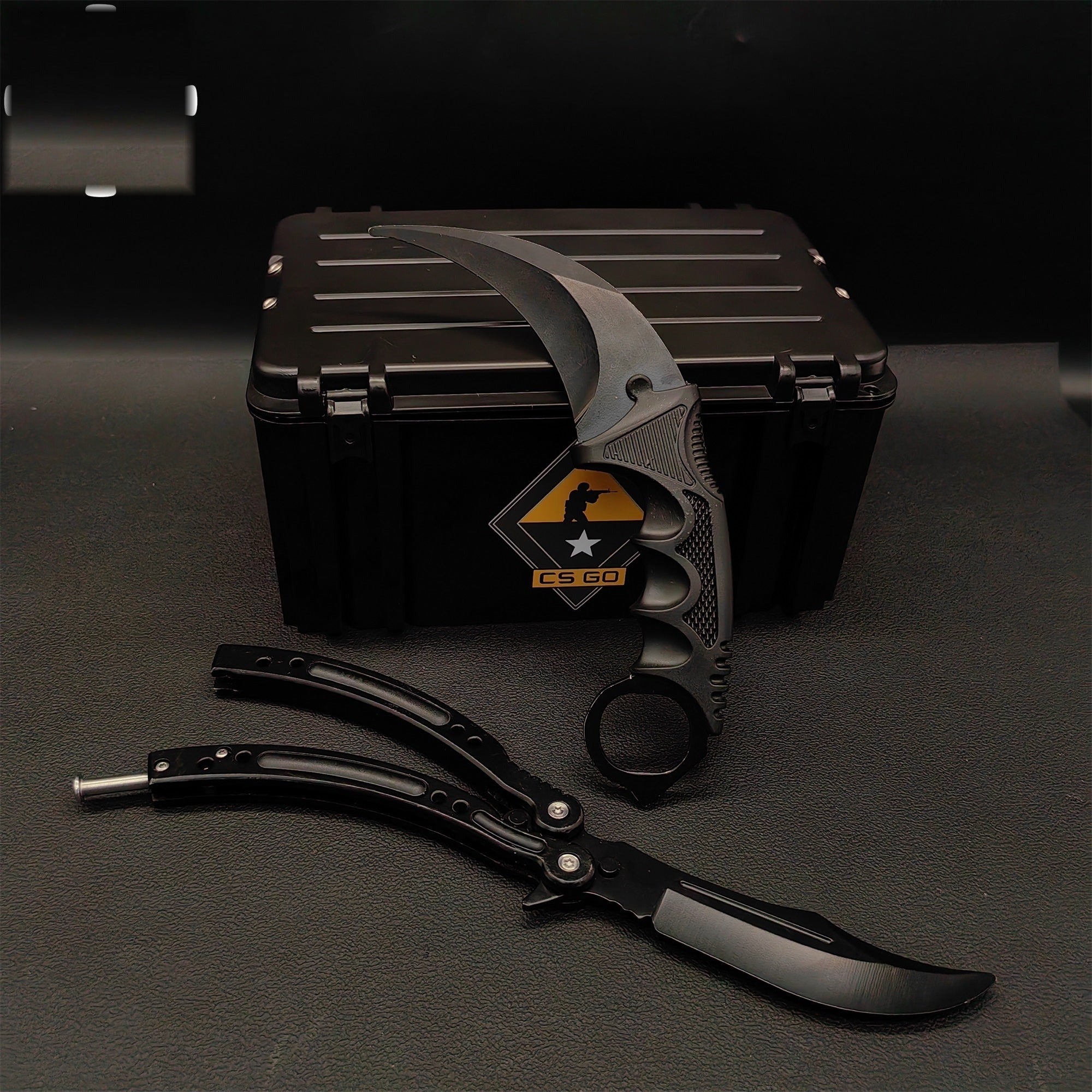Night Skin Karambit & Balisong Black Weapon Case Blunt Blade Props
