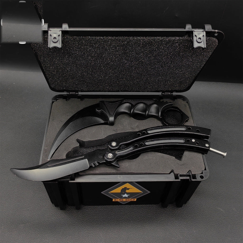 Night Skin Karambit & Balisong Black Weapon Case Blunt Blade Props