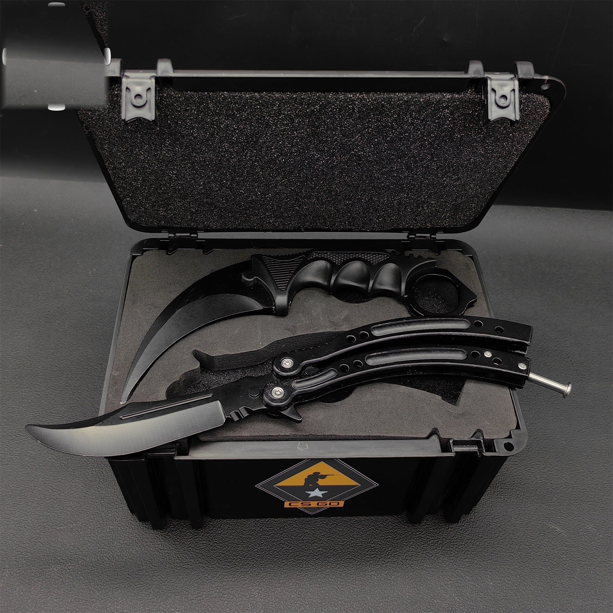 Night Skin Karambit & Balisong Black Weapon Case Blunt Blade Props