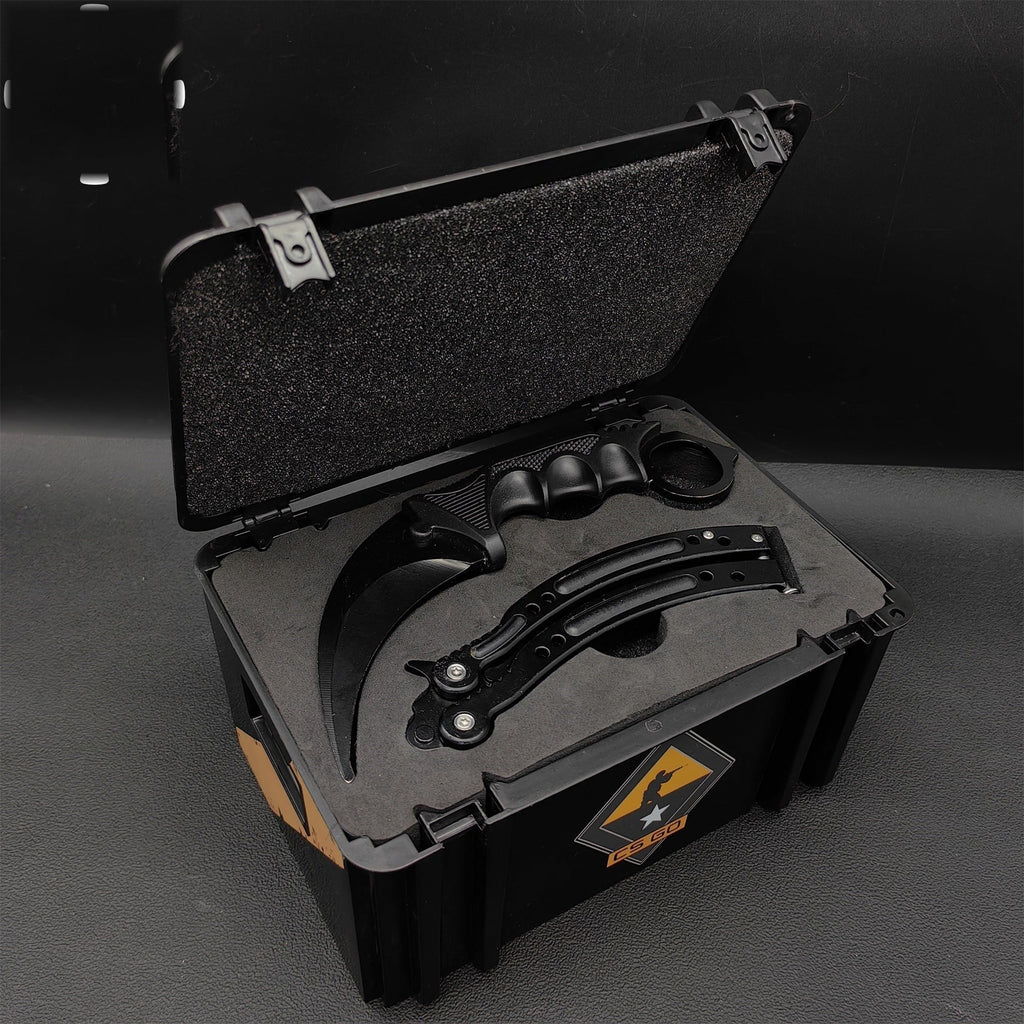 Night Skin Karambit & Balisong Black Weapon Case Blunt Blade Props