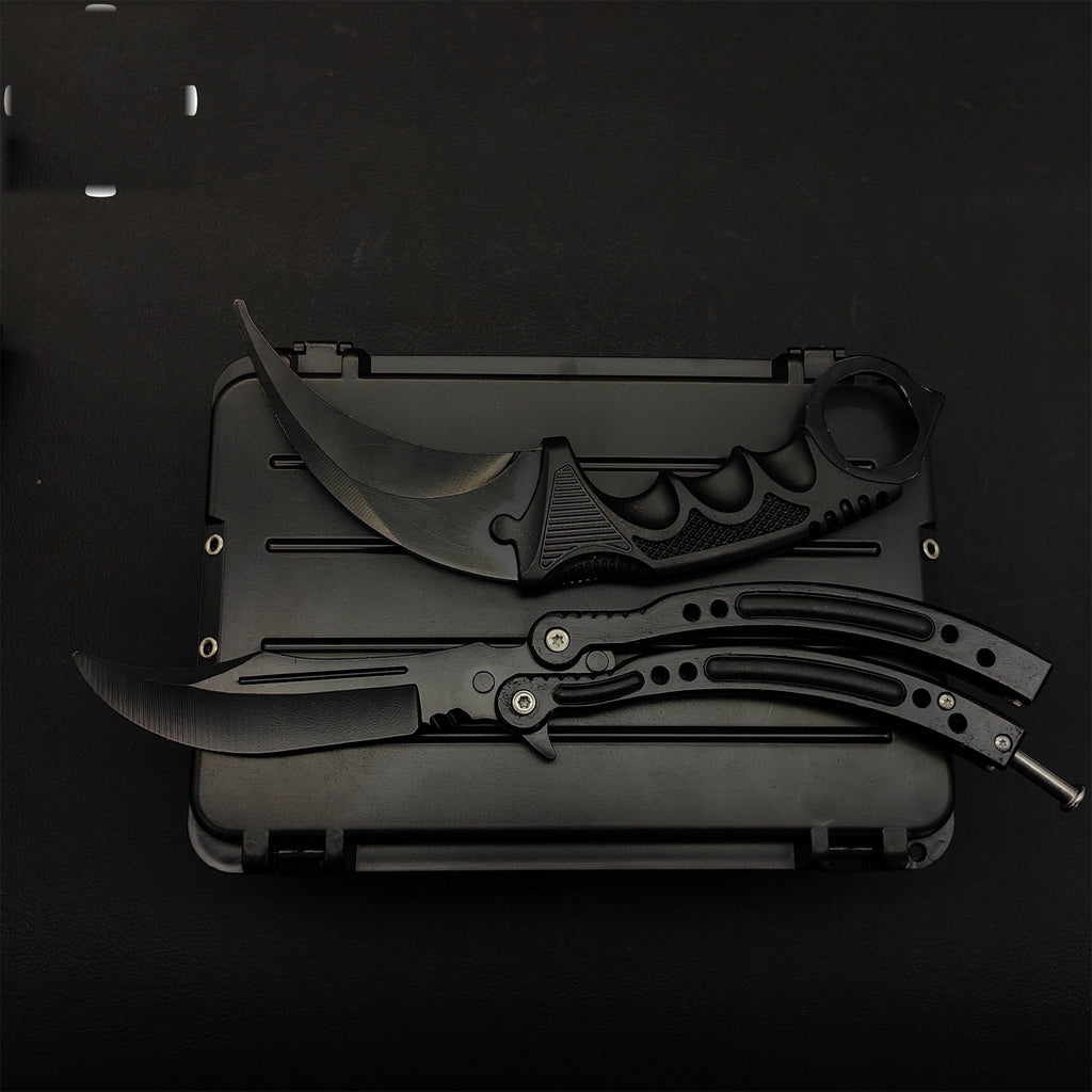 Night Skin Karambit & Balisong Black Weapon Case Blunt Blade Props