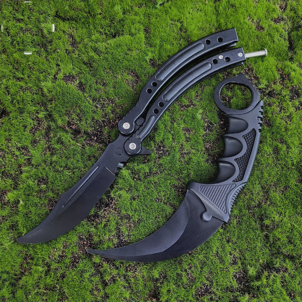 Night Skin Karambit & Balisong Black Weapon Case Blunt Blade Props