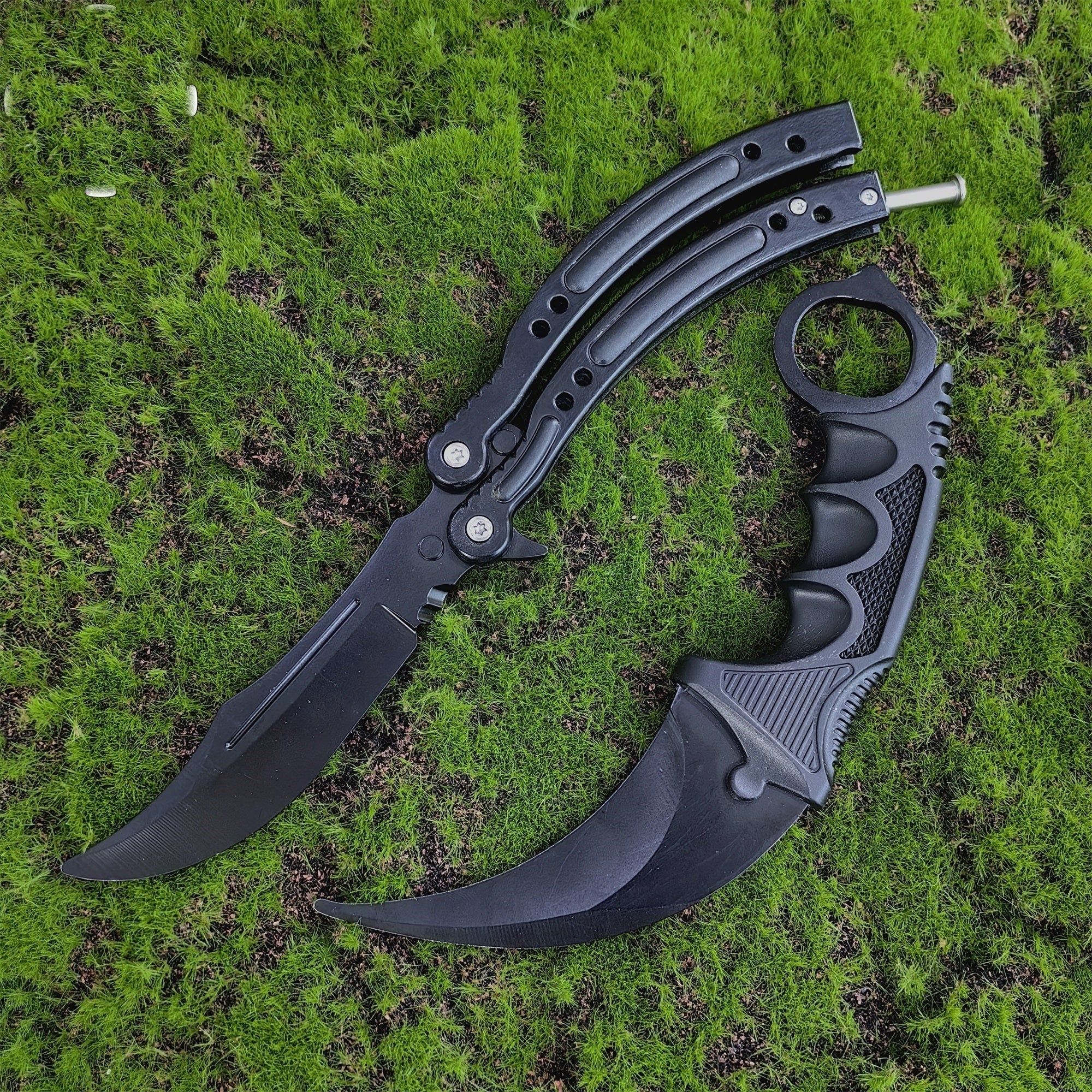 Night Skin Karambit & Balisong Black Weapon Case Blunt Blade Props