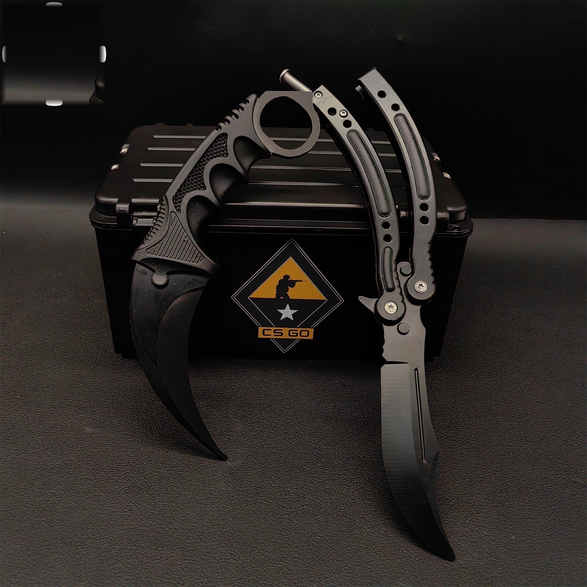 Night Skin Karambit & Balisong Black Weapon Case Blunt Blade Props