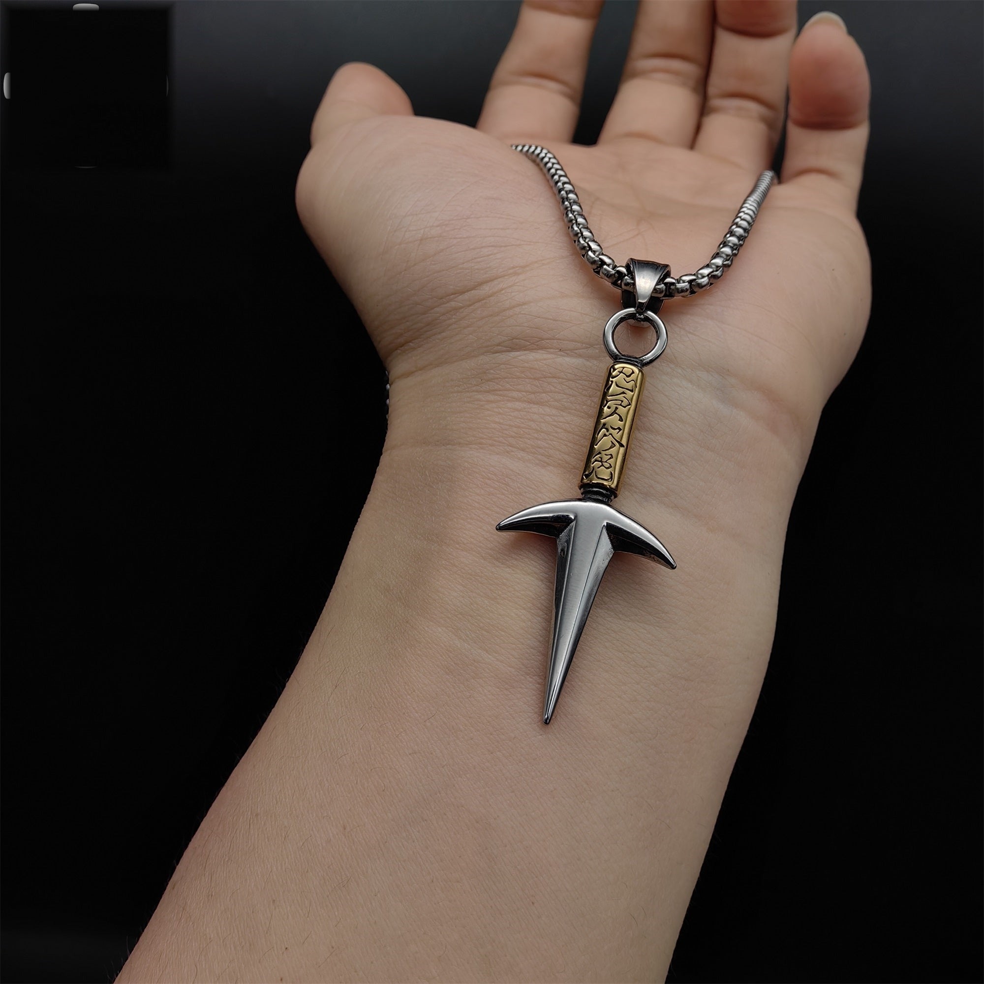 Ninja God Flying Kunai Tiny Metal Necklace