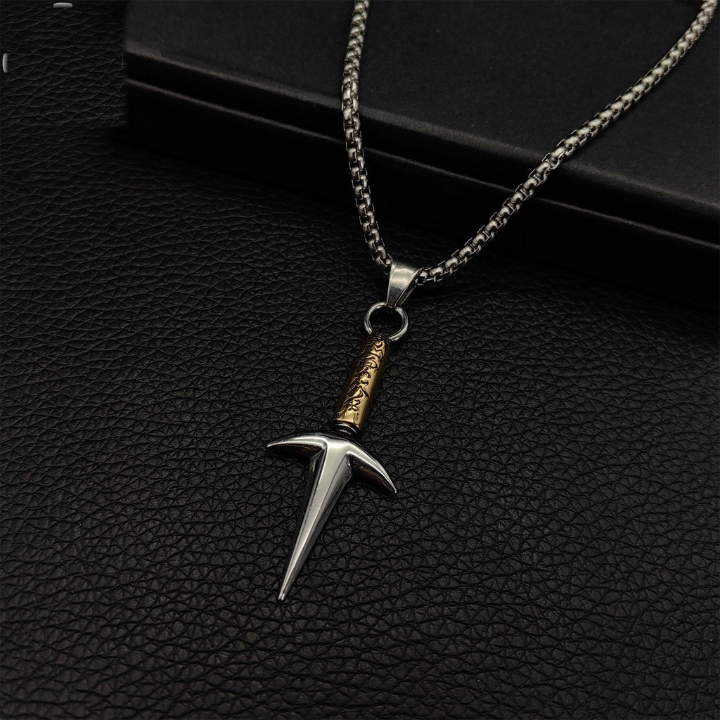 Ninja God Flying Kunai Tiny Metal Necklace