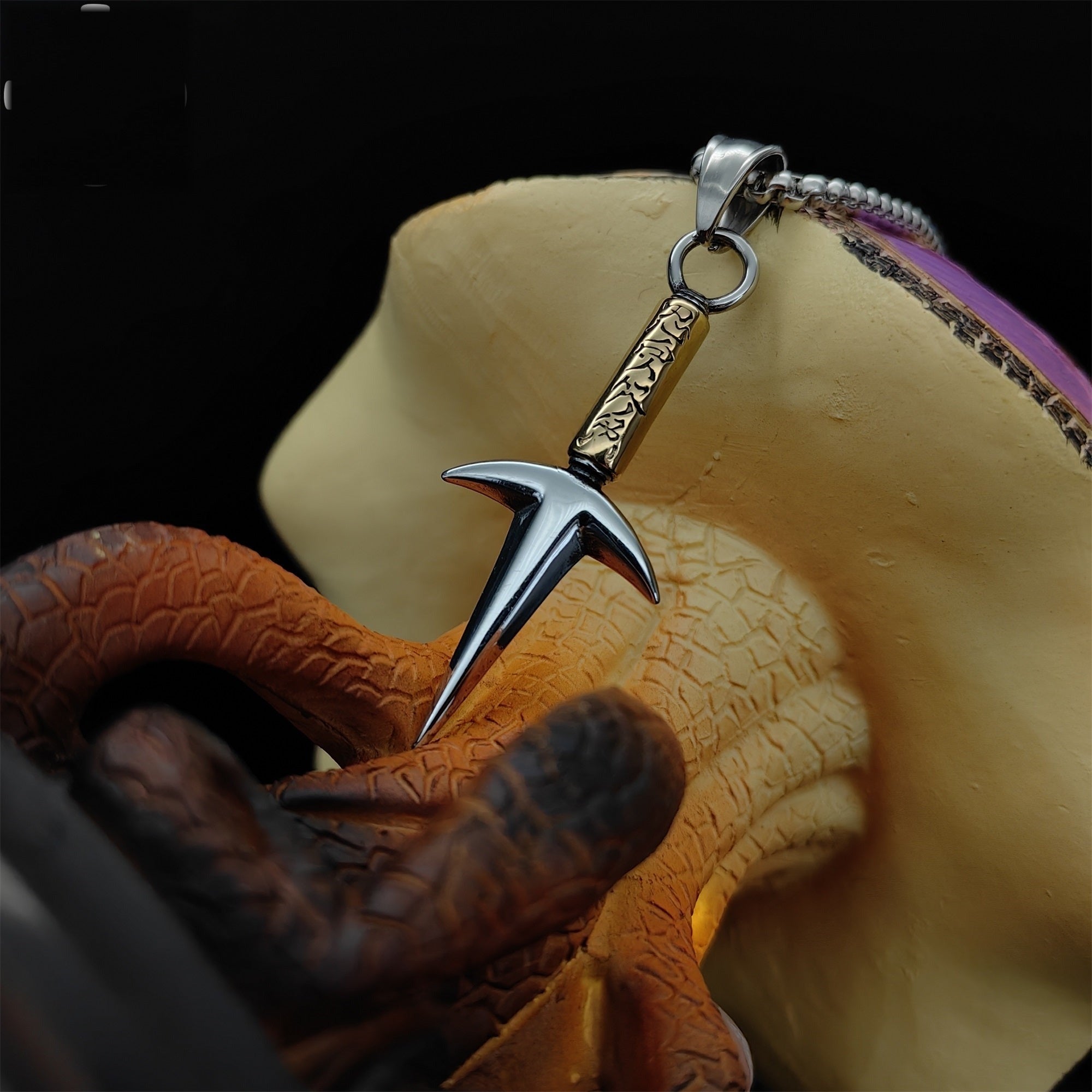 Ninja God Flying Kunai Tiny Metal Necklace