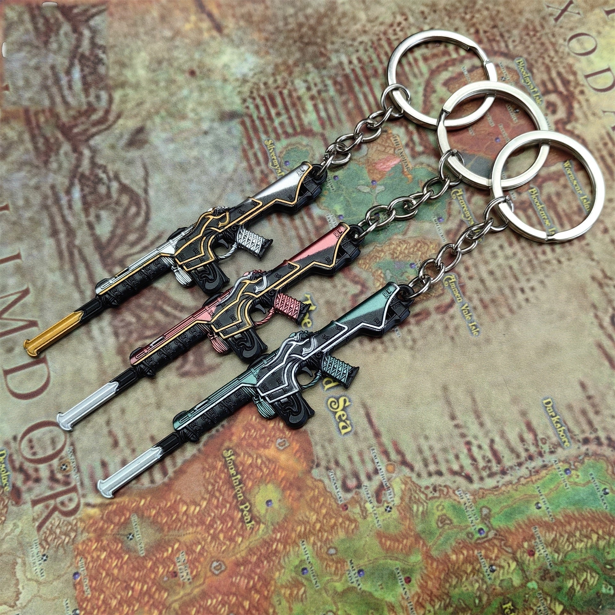 Metal Oni Phantom Gun Tiny Keychain Pendant