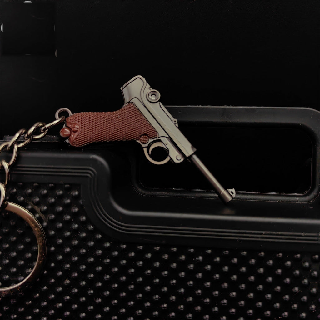 Metal Tiny Luger P08 Pistol Model Keychain