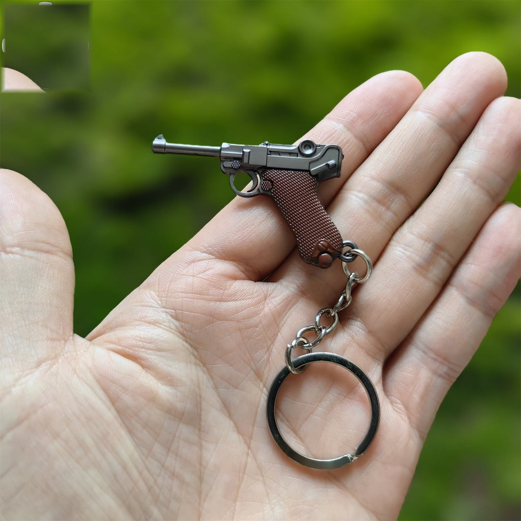Metal Tiny Luger P08 Pistol Model Keychain