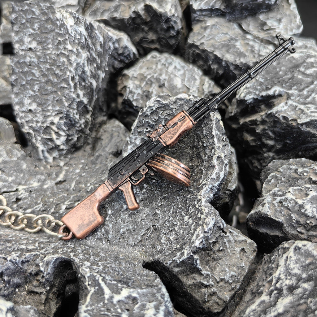 Tiny RPK Machine Gun Model Metal Keychain