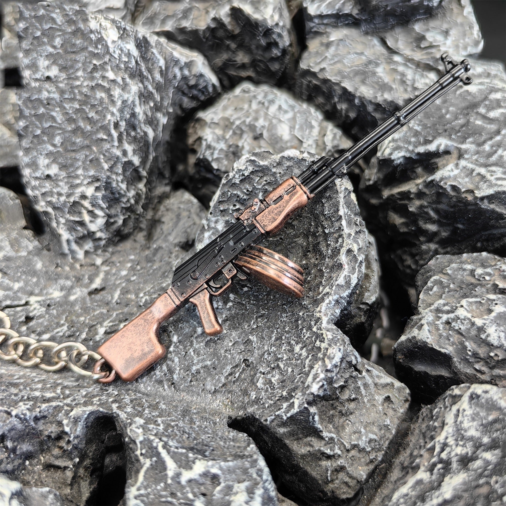 Tiny RPK Machine Gun Model Metal Keychain