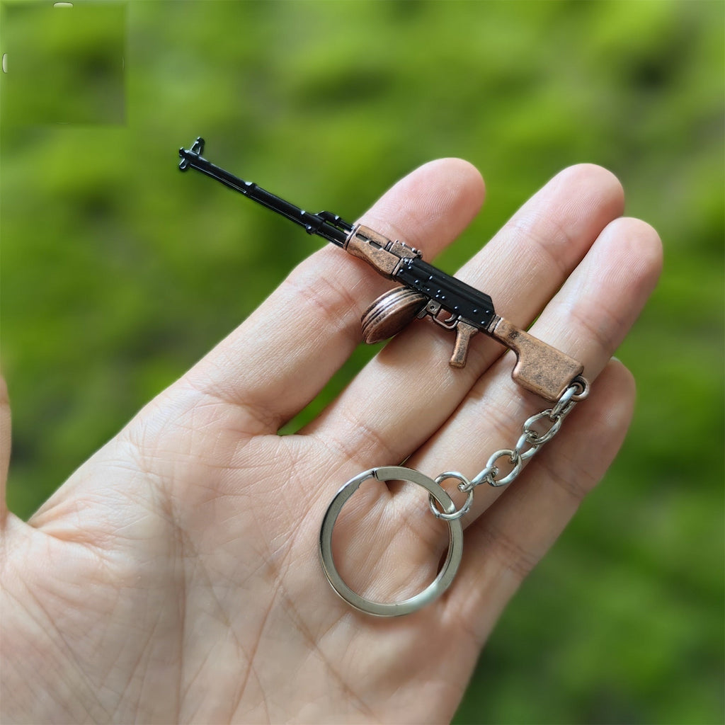 Tiny RPK Machine Gun Model Metal Keychain