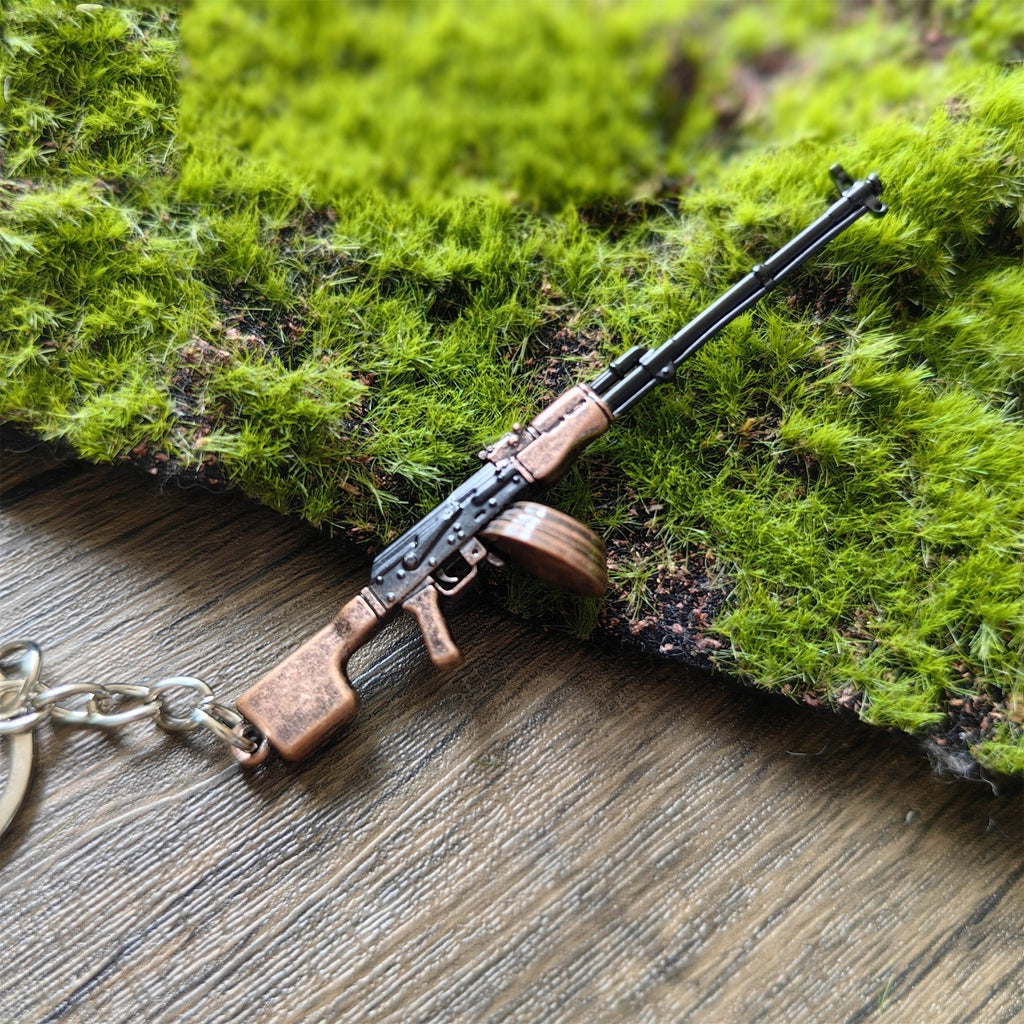 Tiny RPK Machine Gun Model Metal Keychain