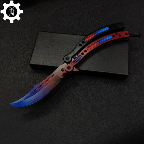 Balisong Métal Doppler Rouge – Couteau Papillon de Collection