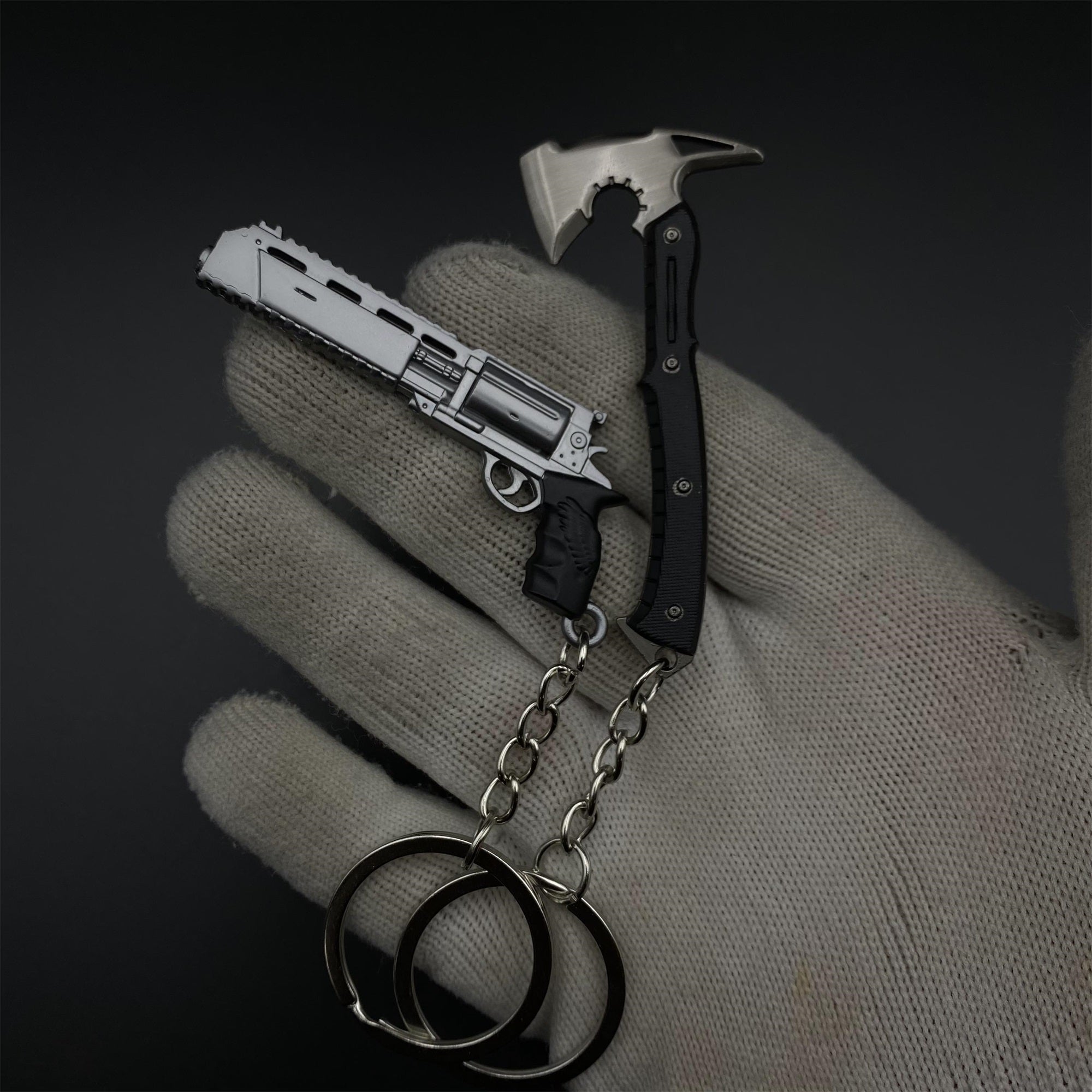 RE9 Leon Tactical Axe Requiem Revolver Metal Keychain