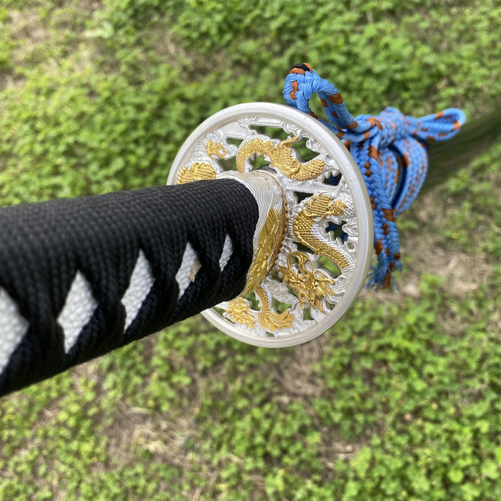 Blue Dragon Blade Samurai Katana - Dragon Engraved Blade