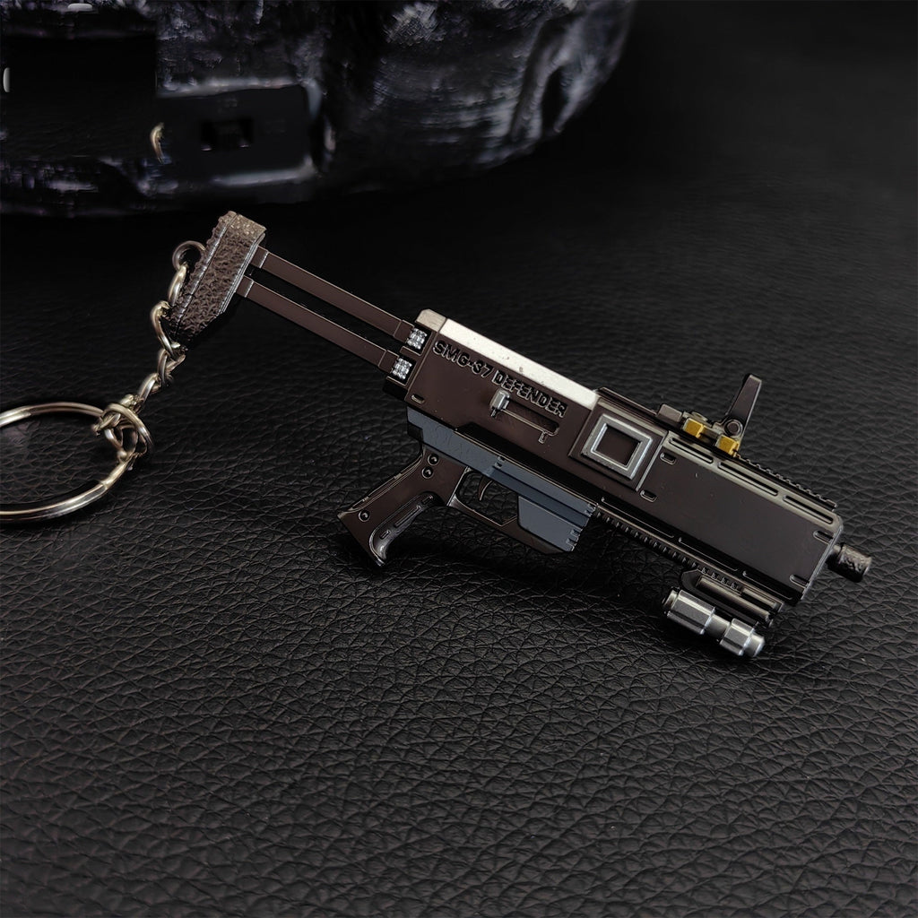 Tiny SMG-37 Defender Submachine Gun Model Metal Keychain
