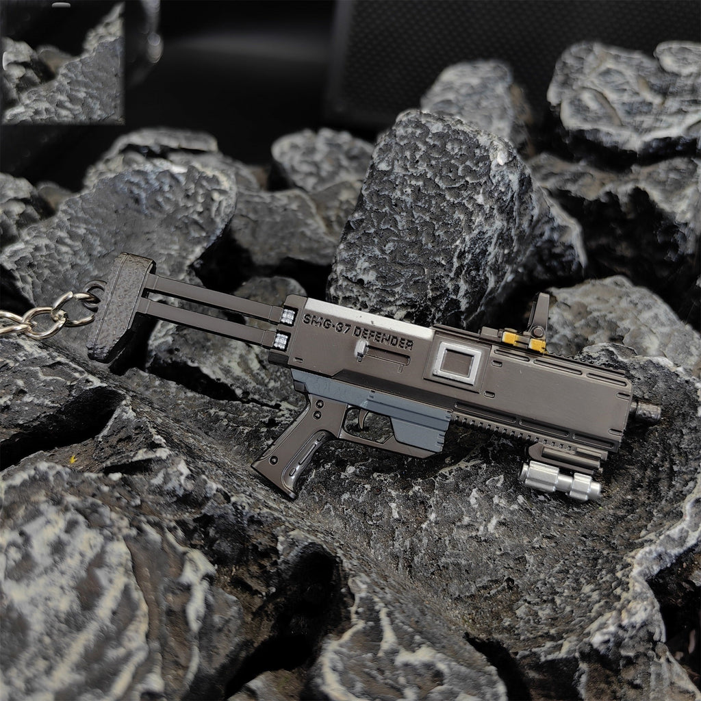 Tiny SMG-37 Defender Submachine Gun Model Metal Keychain