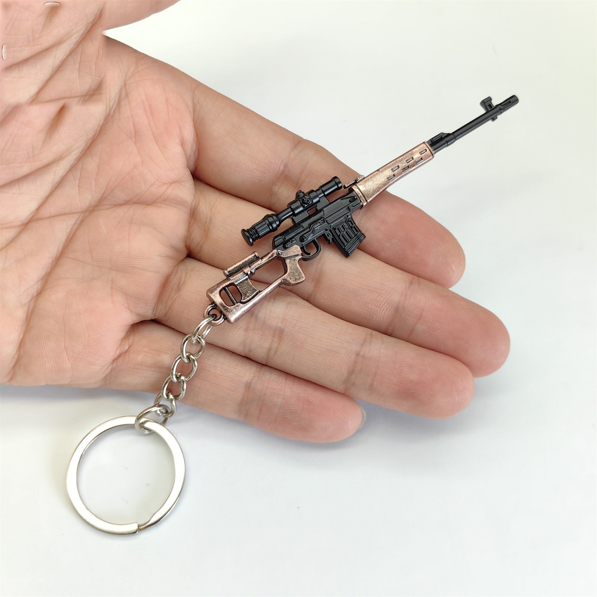 Tiny SVD Sniper Rifle Gun Model Metal Keychain