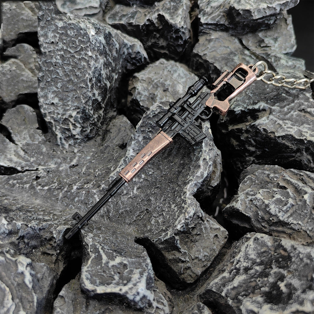 Tiny SVD Sniper Rifle Gun Model Metal Keychain