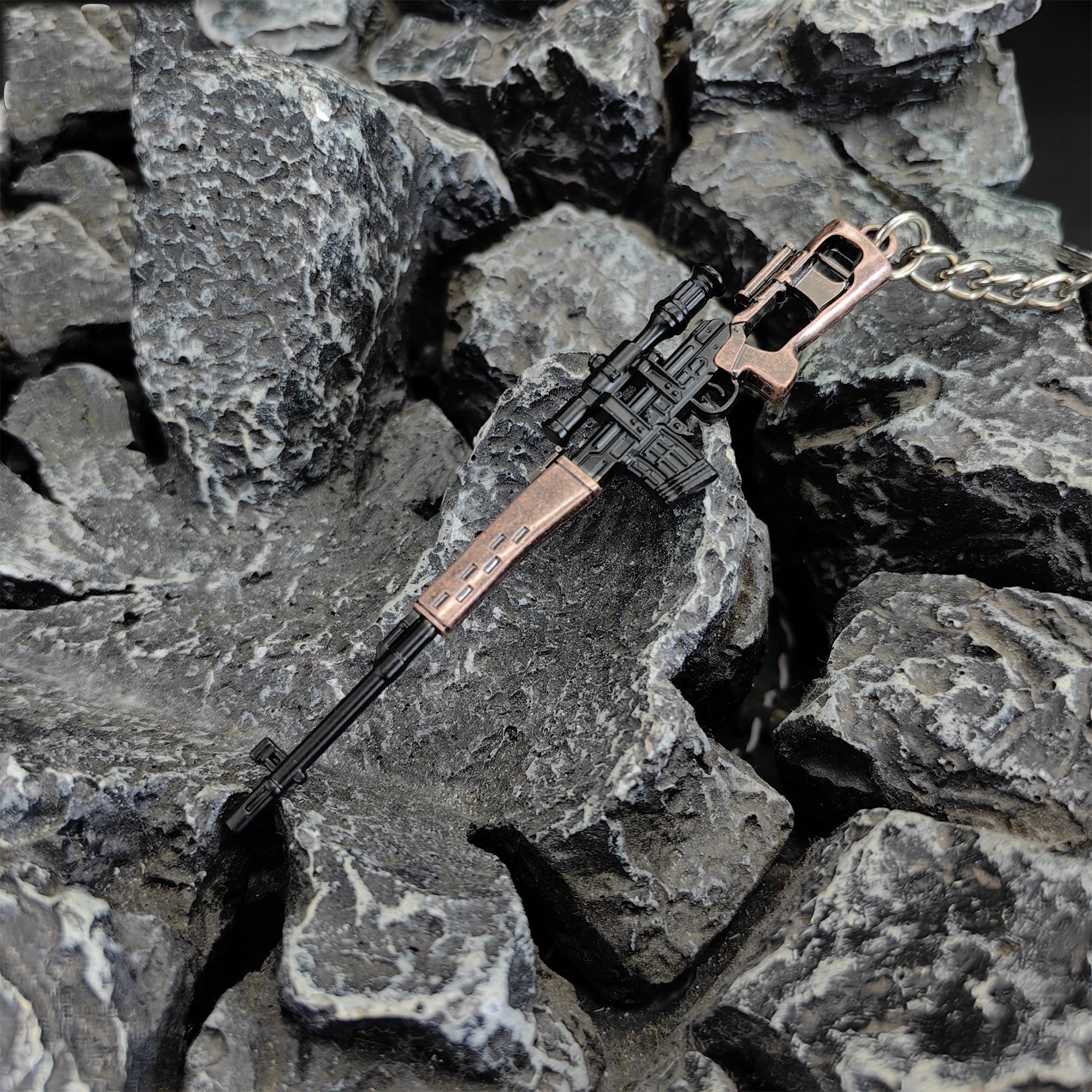 Tiny SVD Sniper Rifle Gun Model Metal Keychain