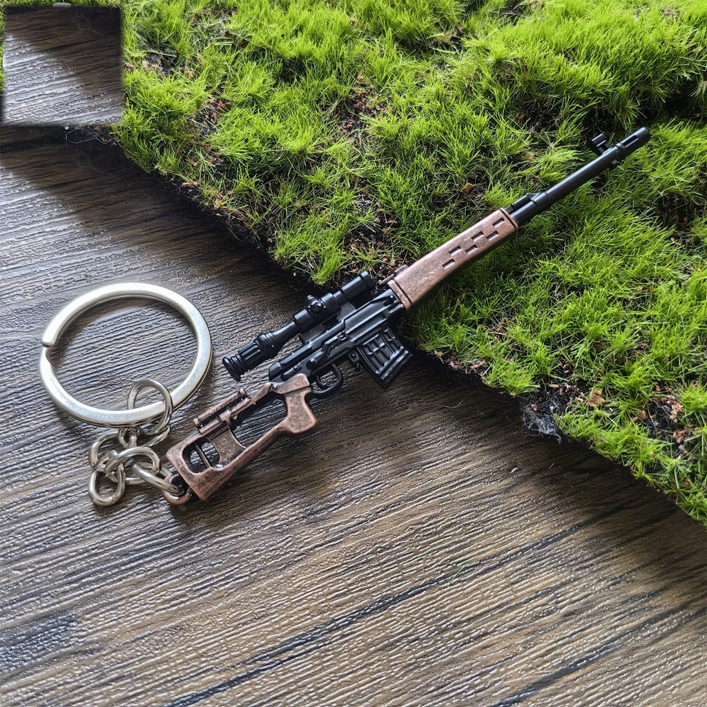 Tiny SVD Sniper Rifle Gun Model Metal Keychain