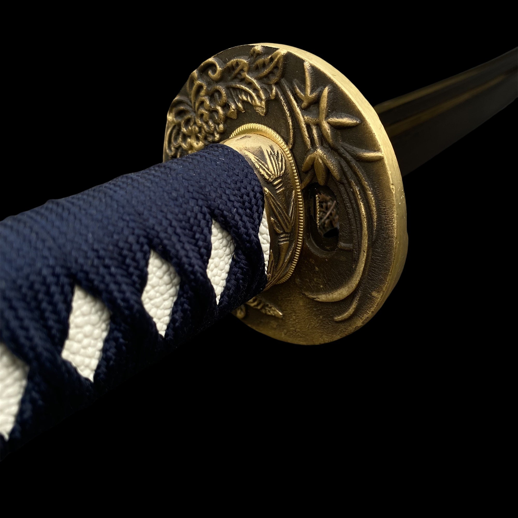 Plum Blossom Tsuba Red Damascus Steel Samurai Katana