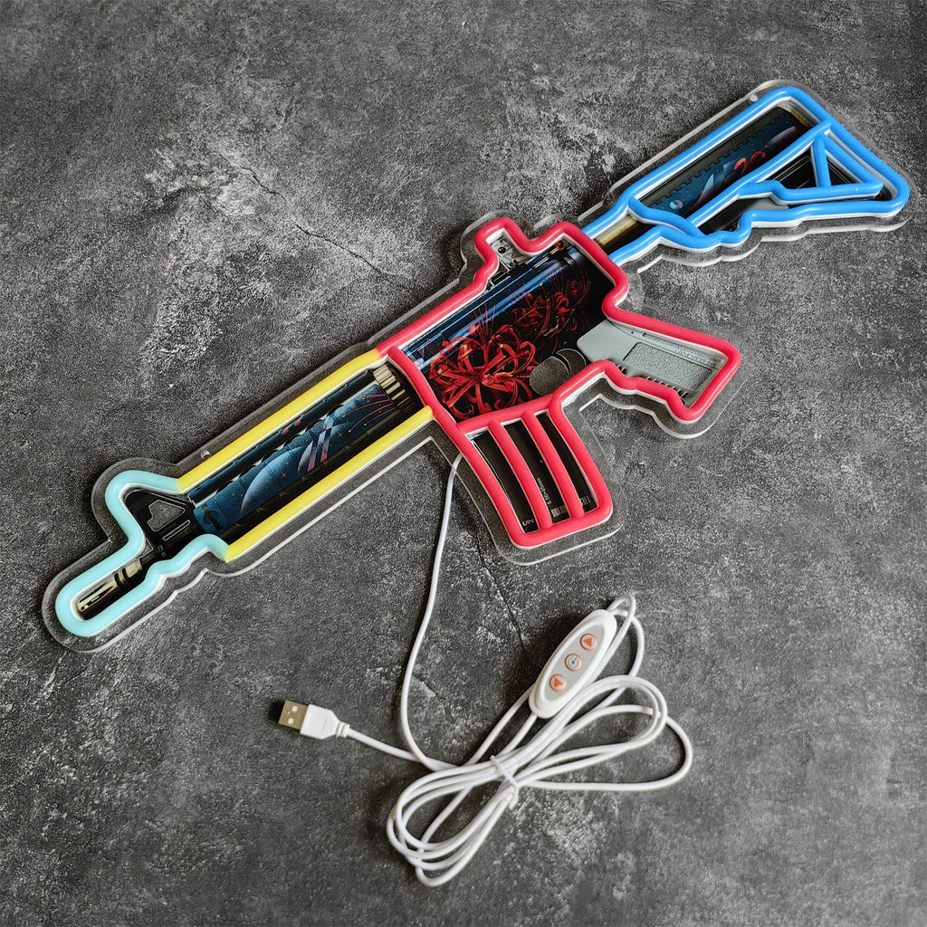M4A4 Spider Lily Color Rifle Neon Light Wall Decor
