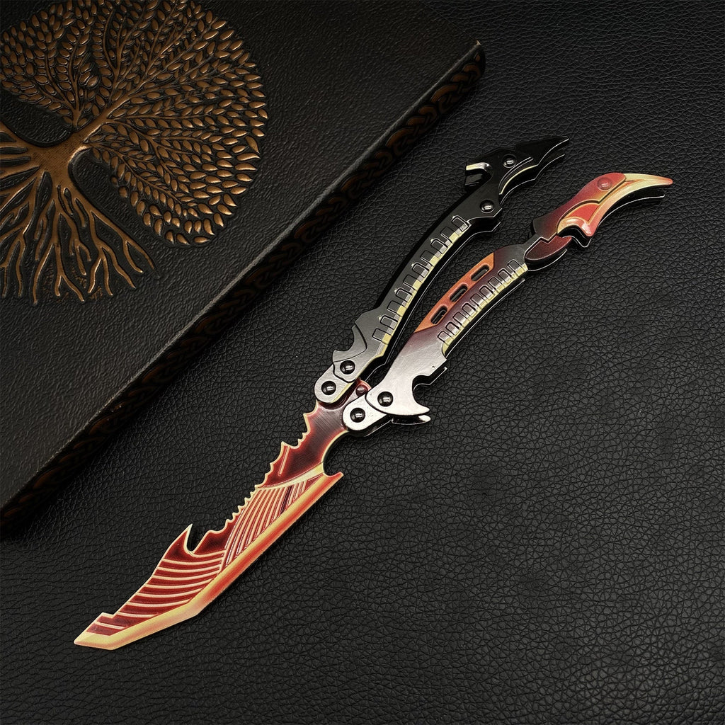 Metal CODM Thunder Flame  Butterfly Knife Replica For Display