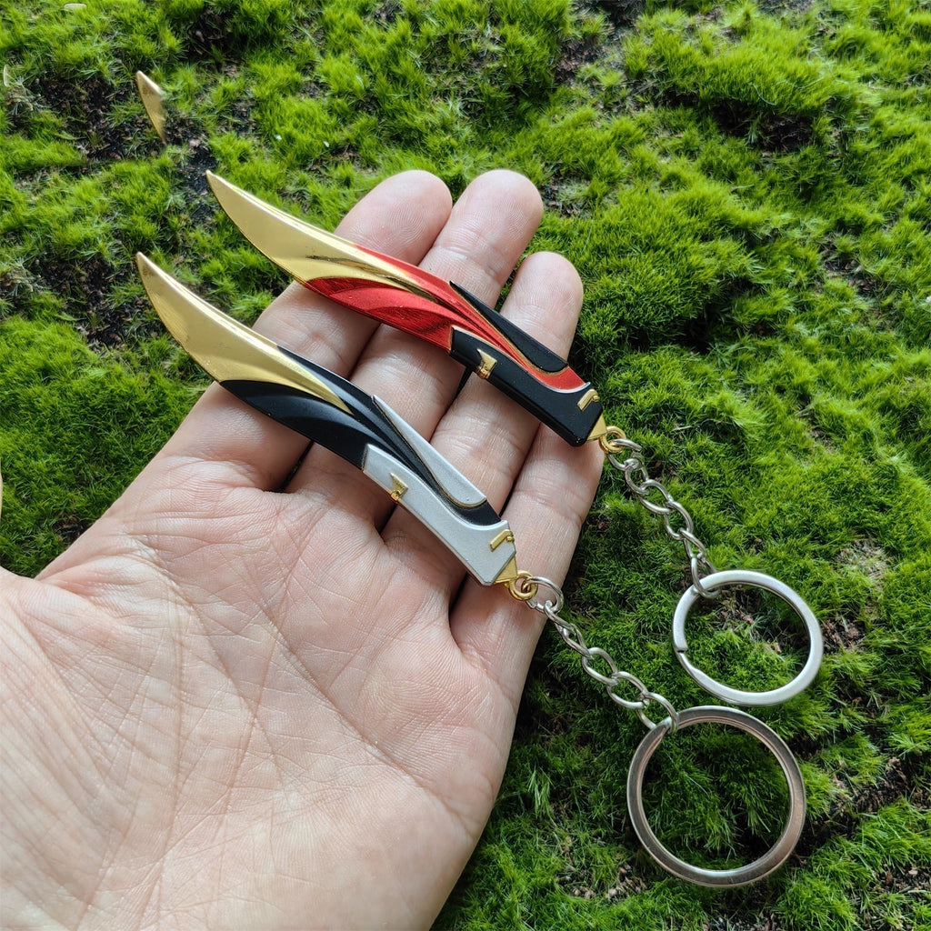 Mini Tilde Knife Tiny Keychain Metal Pendant 2 In 1 Pack