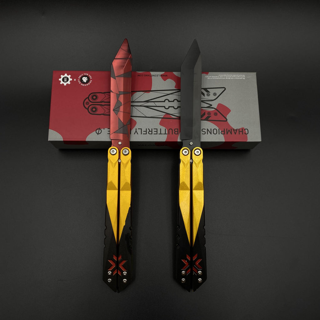 Champion 2022 Butterfly Knife Blunt Blade Balisong Trainer Display Fan Art